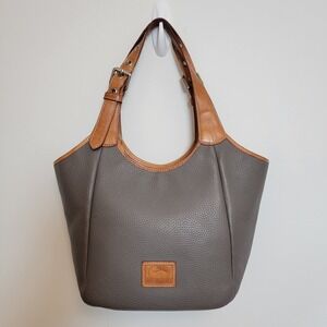 Dooney‎ & Bourke Penelope Tote Patterson Pebbled Leather Taupe Grey Purse